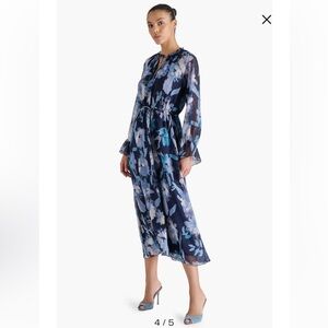 Steve Madden Blue Floral Midi Dress NWT